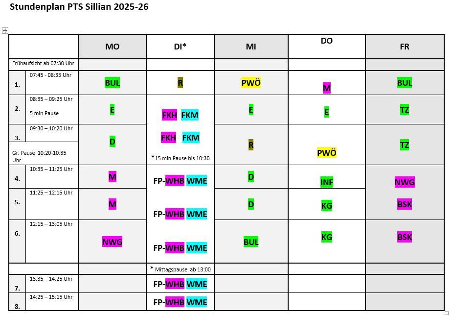 Stundenplan 2025-26